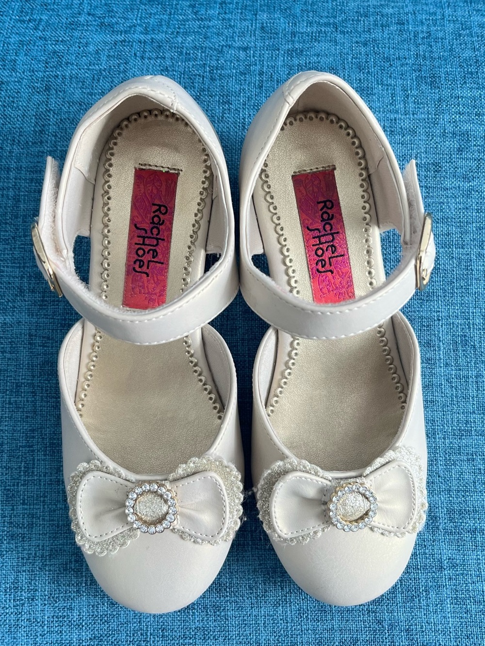 Rachel Shoes Ivory Bow with Rhinestone Accent - Size 1